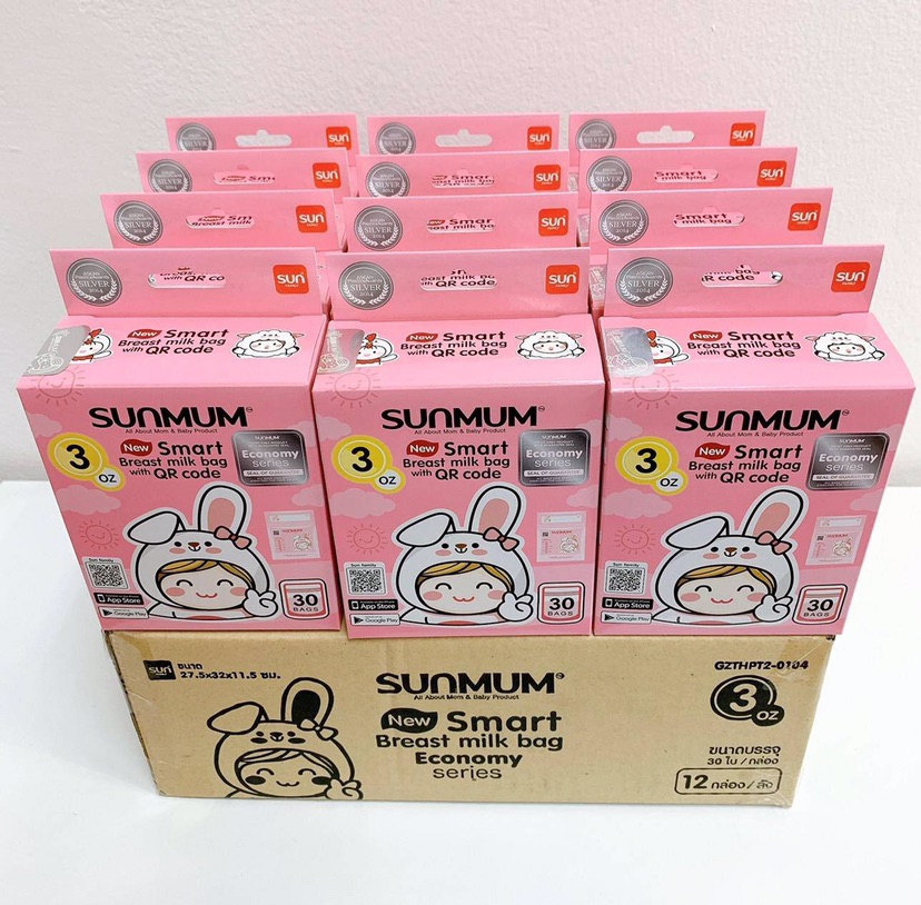 ถุงเก็บน้ำนมแม่ ซันมัม เบบี้ ขนาด 3 ออนซ์ บรรจุ 30 ใบ/กล่องBreast Milk Storage Bags SUNMUM Baby 3 OZ
