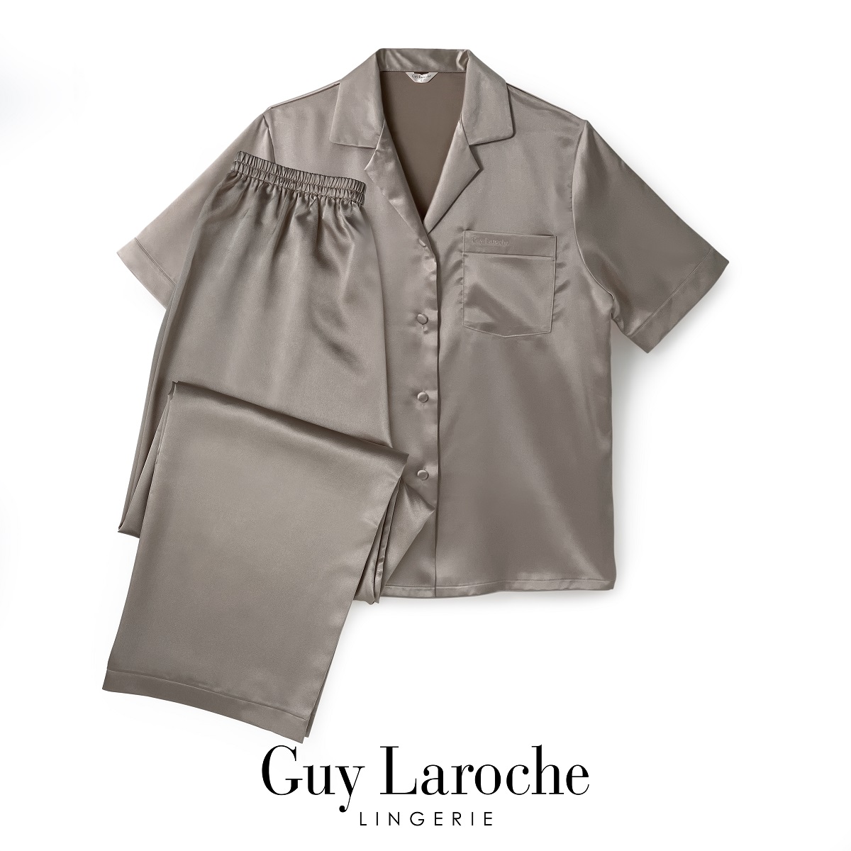 Guy Laroche Lingerie : Satin Nightwear GV3018 ชุดนอนซาติน ชุดนอนแขนสั้นขายาว