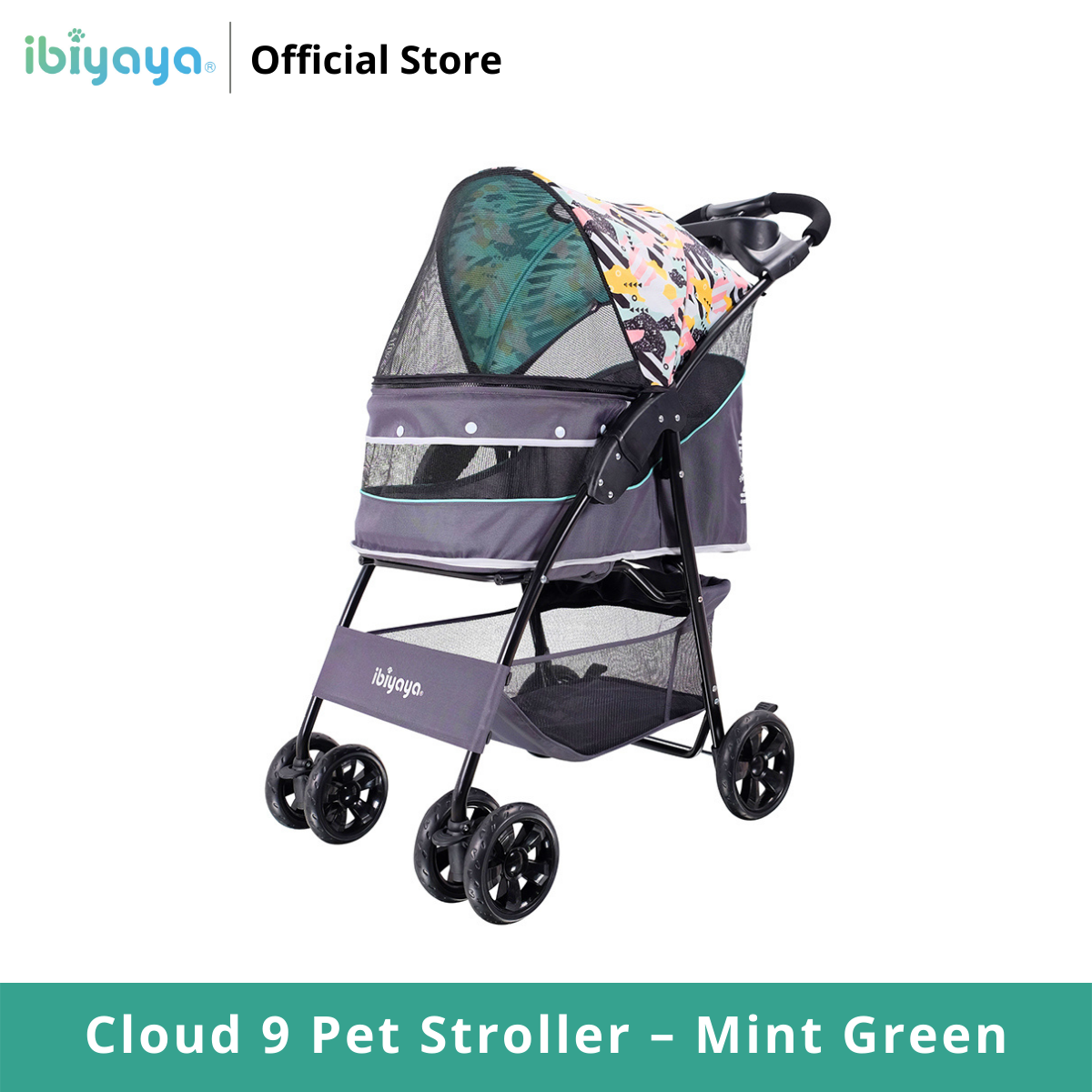 Ibiyaya Cloud 9 Pet Stroller – Mint Green รถเข็นสุนัข รับน้ำหนักได้ 20 Kg. ราคา 7,275 บาท*ส่งฟรี