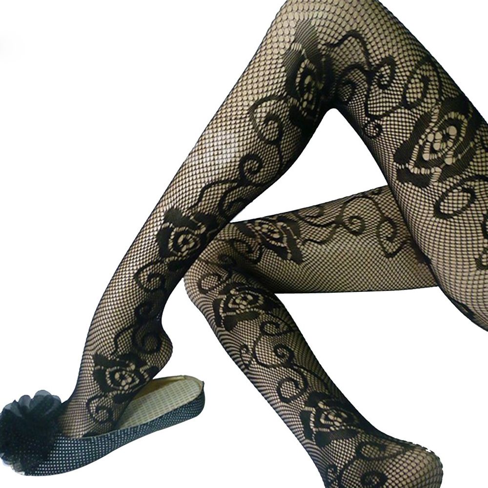 OEUVR Sexy Lace Rose Flower Mesh Women Pantyhose Stockings Tights Net  Stocking