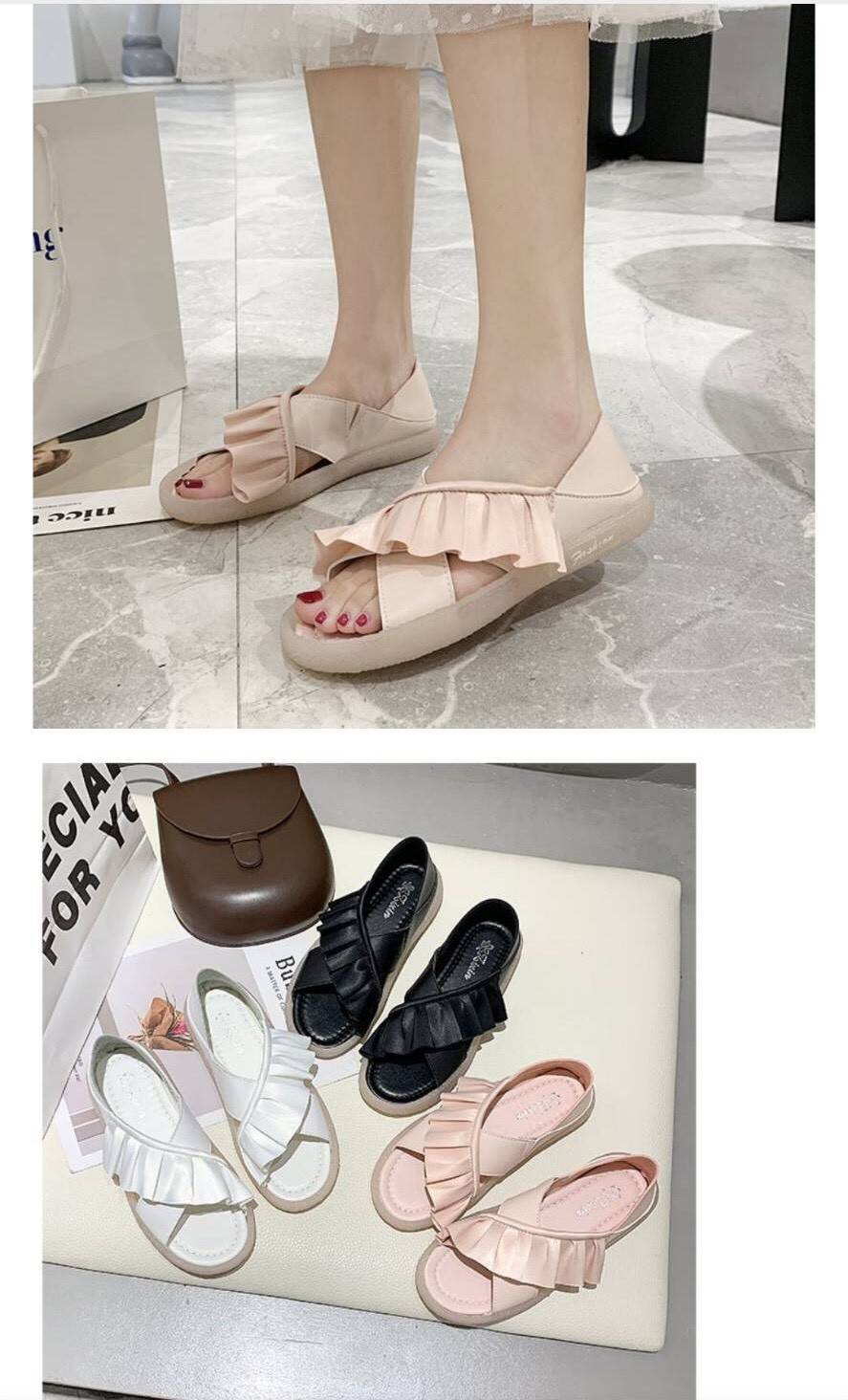 รองเท้าแฟชั่น รองเท้าผู้หญิงสไตล์เกาหลี ยางนิ่มใส่สบาย เบอร์36-40 3สี