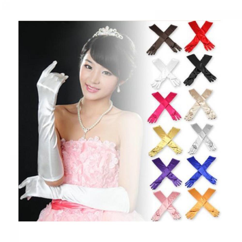 WS89PZJ4 Fashion Bridal Wedding Opera Satin Gloves Prom Costume Long