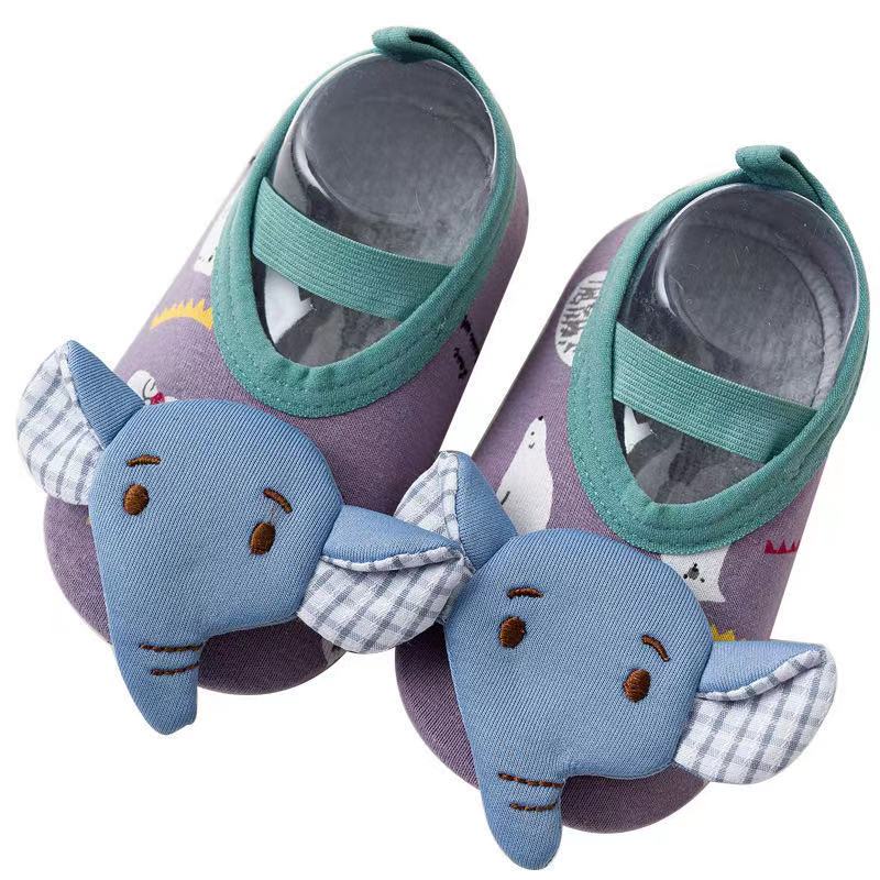 Babyonline(X207)N6รองเท้าหัวตัวการ์ตูนผ้ายืดสำหรับเด็กหัดเดิน