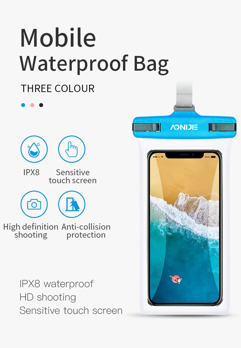 มุมมองเพิ่มเติมของสินค้า AONIJIE ซองกันน้ำ กระเป๋ากันน้ำ มือถือ Waterproof Phone Case มาตรฐาน IPX8 พร้อมสายคล้องคอ สำหรับขนาดหน้าจอ 7 นิ้ว สัมผัสหน้าจอได้ ถ่ายรูป VDO ใต้น้ำ ดำน