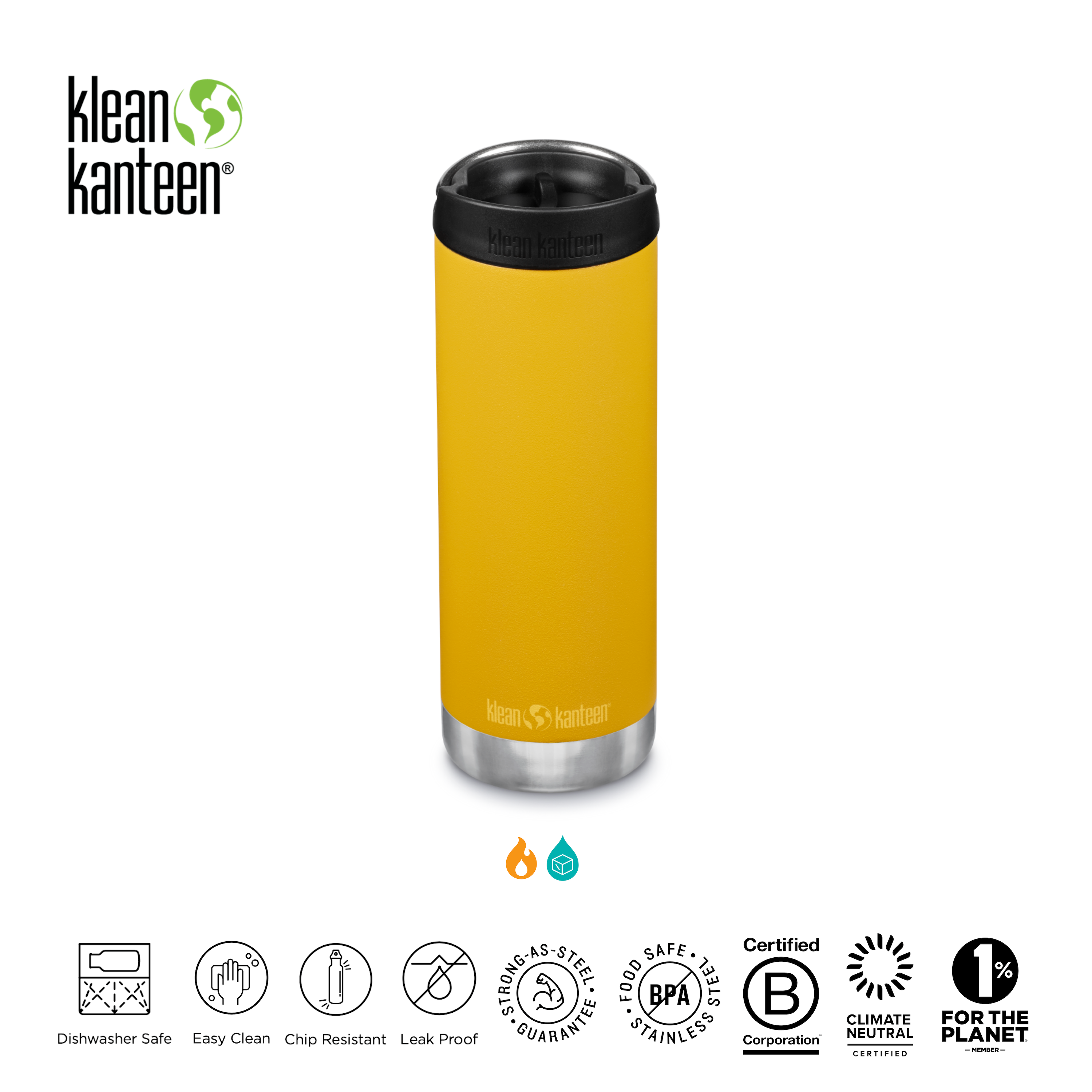 Klean Kanteen Insulated Bottles TKWide-2021 16oz with Cafe Cap