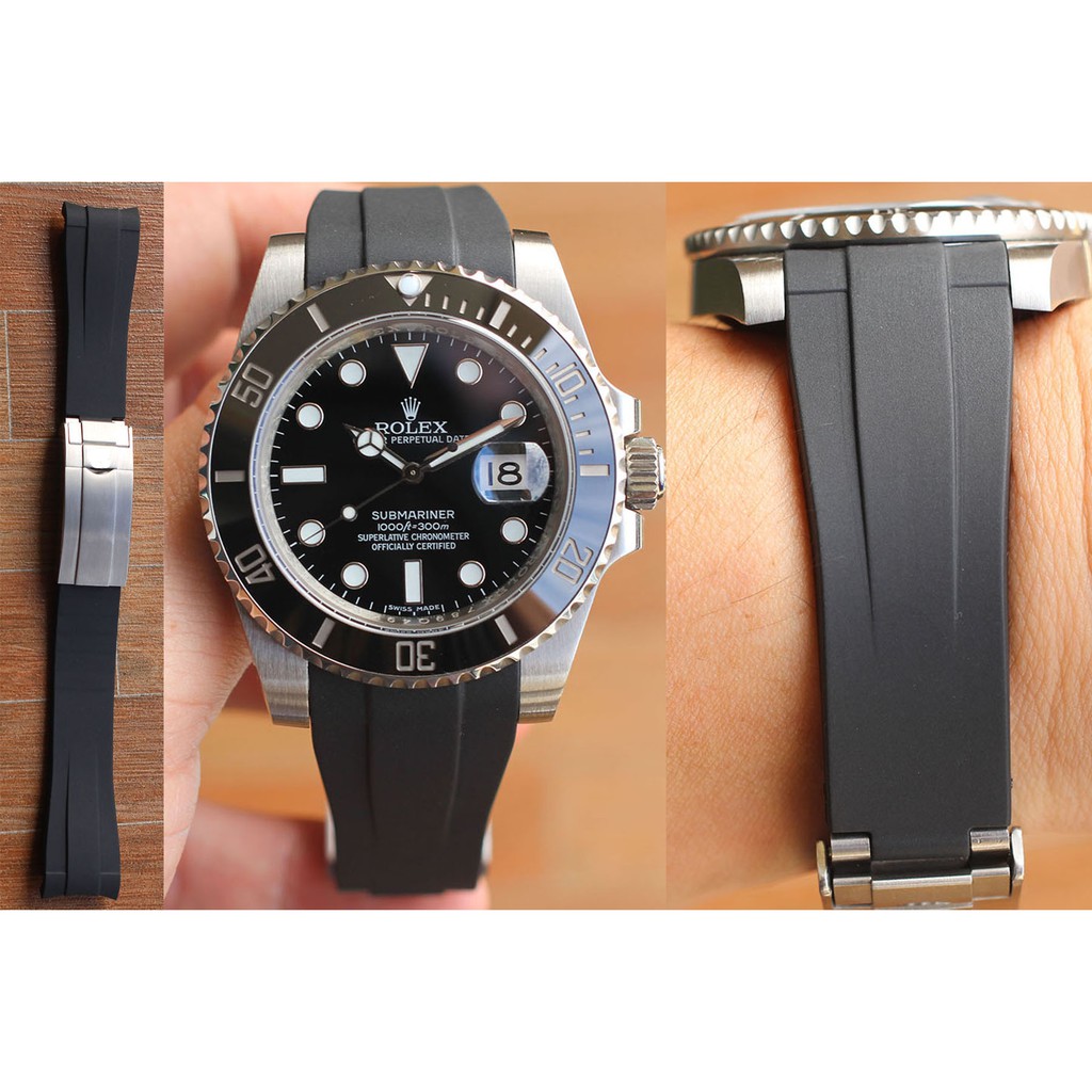 โปรโมชั่น สายนาฬิกา รุ่น Curved End Rubber with Deployant Buckle สำหรับโรเล็กสปอร์ต ลดกระหน่ำ สายนาฬิกา สายนาฬิกาหนัง สายนาฬิกา smart watch สายนาฬิกา g shock สายนาฬิกา casio แท้