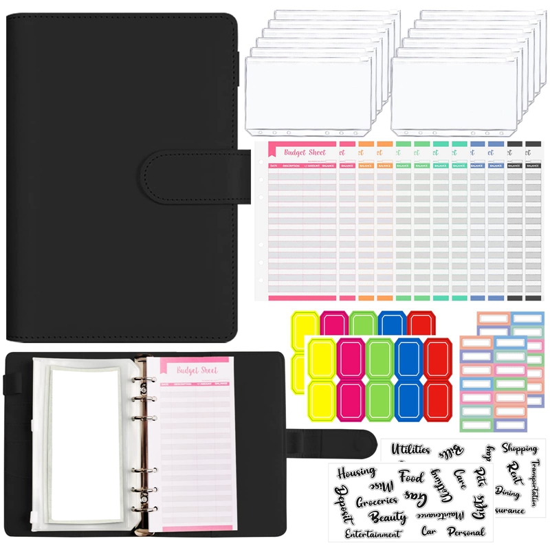 A6 Budget Binder 6 Holes Budget Planner Money Envelopes Notebook Ring Binder Money Envelopes Budget Sheets