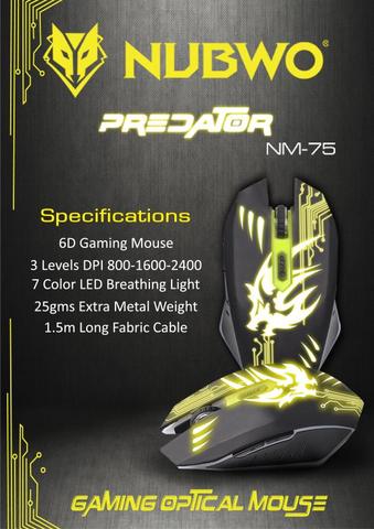 NUBWO NM-75 Predator USB Mouse เมาส์มีไฟ 7 สี Black