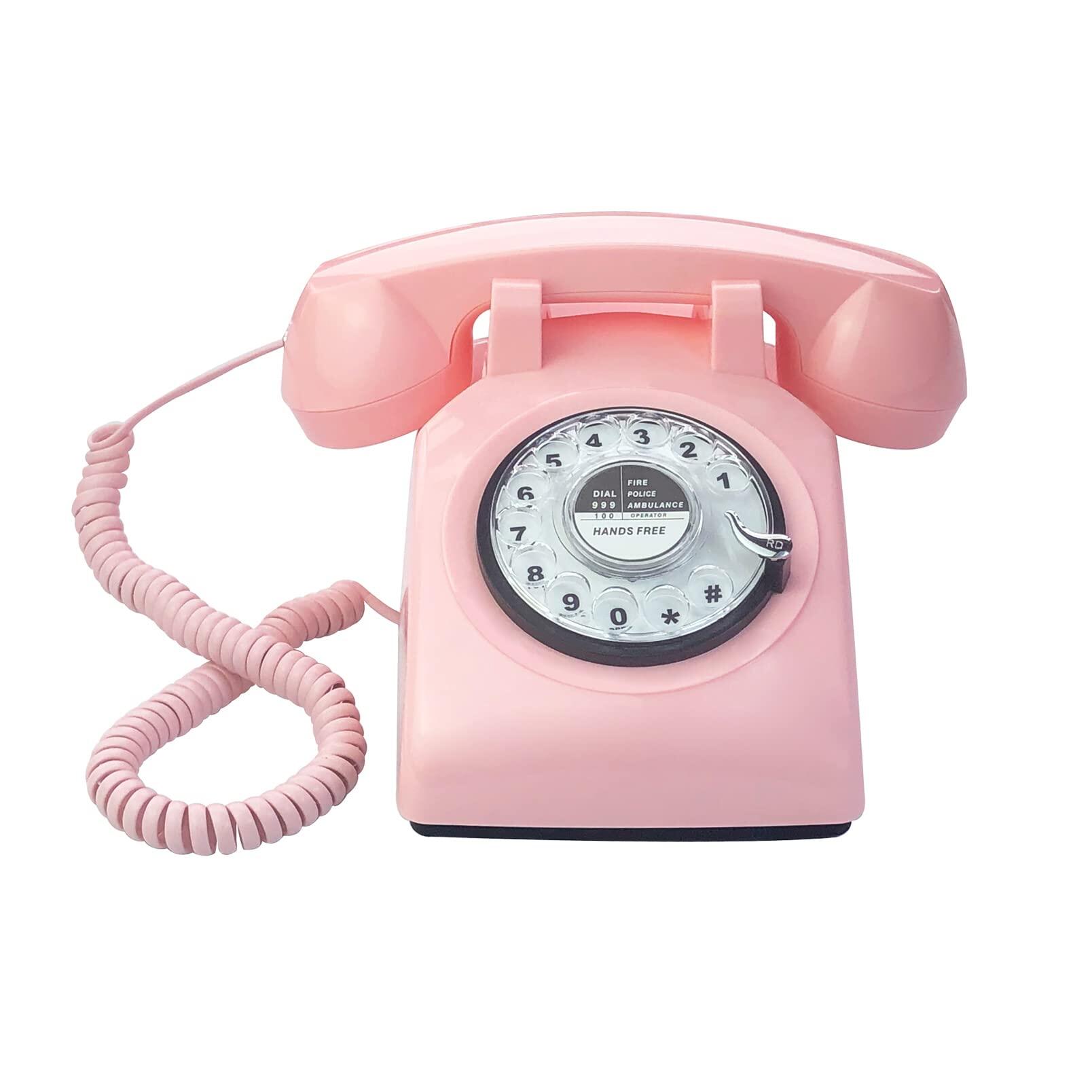 Working Pink Vintage Landline Telephone, Retro Telephone, Pink