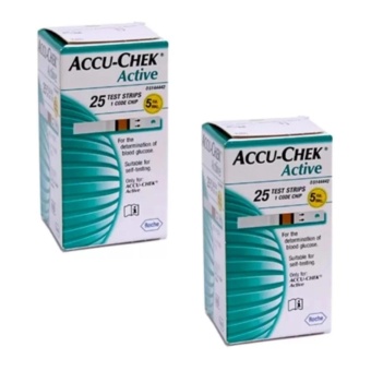 AccuChek Active Test Strips แถบตรวจระดับน้ำตาล แอคทีฟ (25 ชิ้น/กล่อง) 2 กล่อง