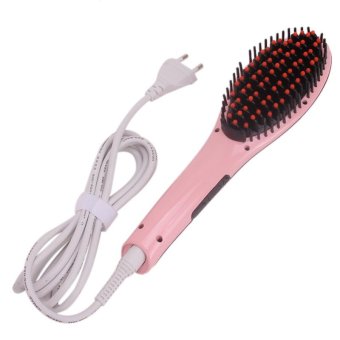 ราคา Ai Home Hair Straightener Brush Electric Hair Straightening Iron Comb US Plug (Pink)