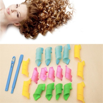 ราคา Ai Home Long Hair Curlers Magic Circle Plastic Big Wave Hair Roller 18 Pcs/Set M (Multicolor) - intl