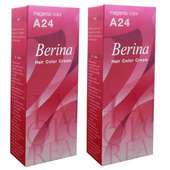 Berina เบอริน่า ครีมเปลี่ยนสีผม สีบานเย็นA24จำนวน2กล่อง Berina เบอริน่า ครีมเปลี่ยนสีผม สีบานเย็นA24จำนวน2กล่อง