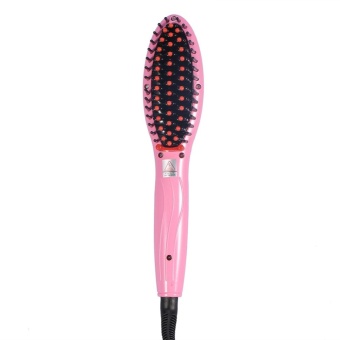 ประเทศไทย Electric Hair Straightener Straightening Brush Comb Hairdressing Tool(Pink US Plug) - intl