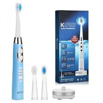 Electric Toothbrush Rechargeable Sonic Toothbrush with Replacement Heads 3 Brushing Modes 35000 Power Achieve Whiter Healthier Teeth Water Proof IPX7 Blue by KIPOZI - intl Electric Toothbrush Rechargeable Sonic Toothbrush with Replacement Heads 3 Brushing Modes 35000 Power Achieve Whiter Healthier Teeth Water Proof IPX7 Blue by KIPOZI - intl