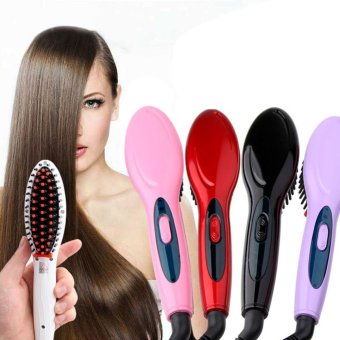 ซื้อ/ขาย MOON STORE Household Salon Hair Straightener Comb for Dry and Wet Use with Overheating Protection Function Pink UK Plug - intl