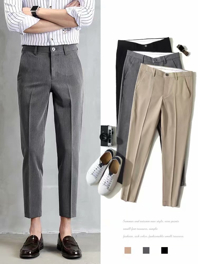 GG Fashion Casual Slacks Cropped Pants X201 กางเกงสแล็คชาย กางเกง5ส่วนชาย กางเกงเกาหลีชาย กางเกงผู้ชาย slack ผ้าฝ้ายยืด กางเกงขายาวชาย กางเกงทำงานชาย