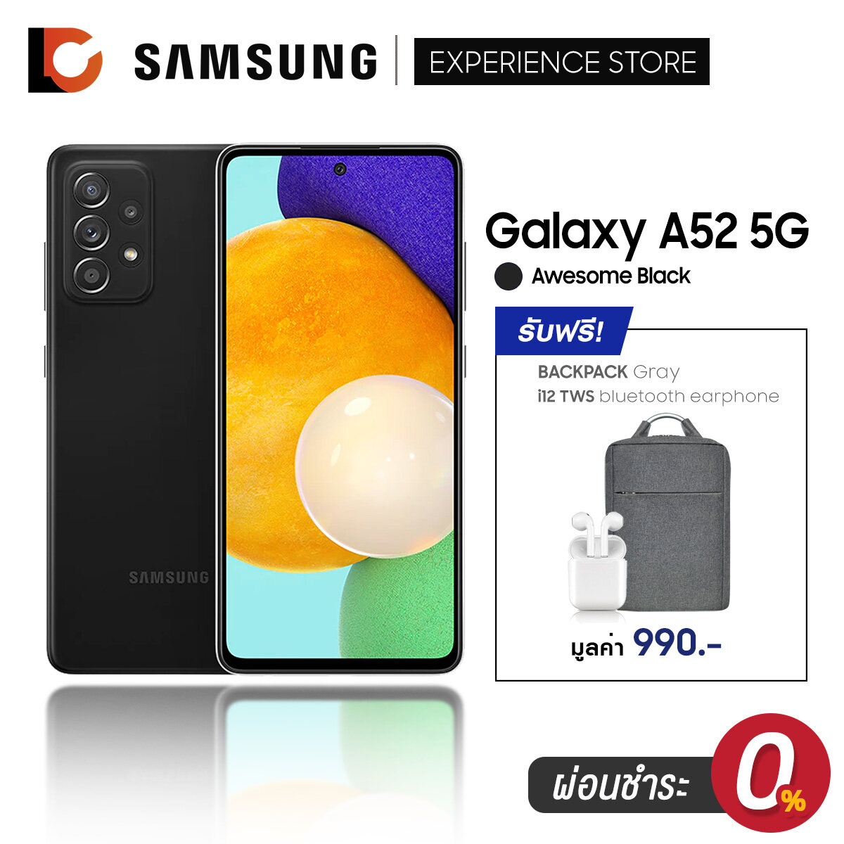 SAMSUNG Galaxy A52 5G (8+128GB) [รับฟรีของสมณาคุณ มูลค่า 990 บาท] เครื่องศูนย์ไทย ประกัน 1 ปี