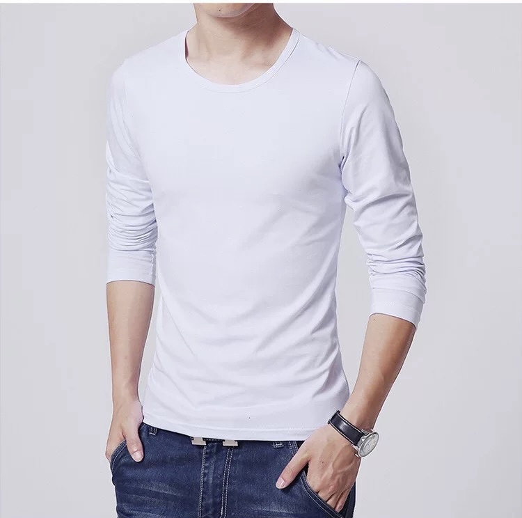 เสื้อยืดผู้ชาย เสื้อคอกลมแขนยาว ผ้านิ่มใส่สบาย T-Shirt (SIZE : M-XXL/สีขาว ดำ )