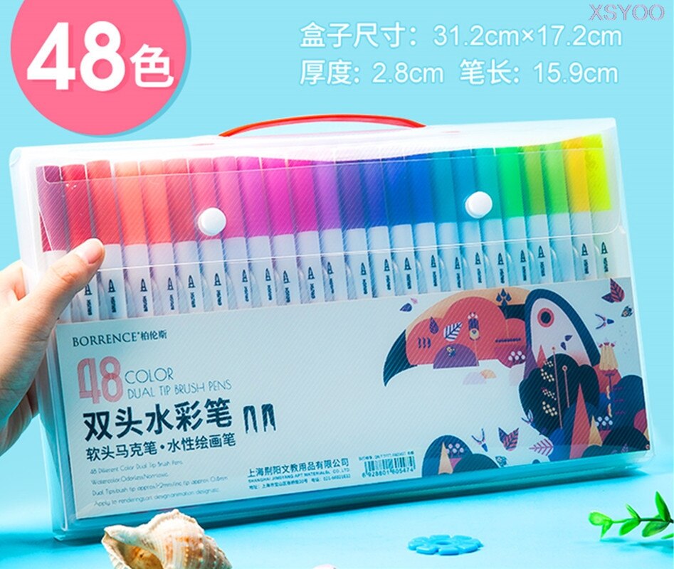 48 60 72 100Colors Watercolor Sketch Brush Marker Pen Dual Head Washable