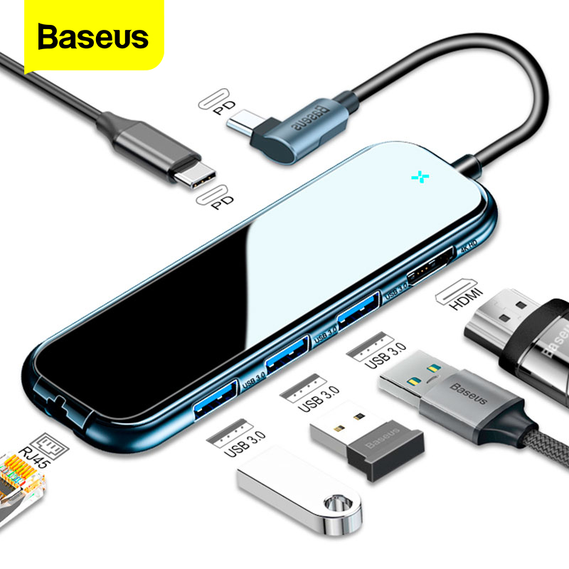 Baseus USB Type C HUB เป็น HDMI RJ45 หลาย USB 3.0 USB3.0 Power Adapter สำหรับ MacBook Pro Air Dock 3 พอร์ต USB-C USB HUB S Plitter Hab