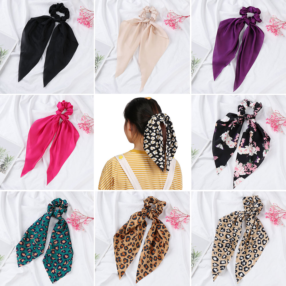 PAN6303936269 Boho Elastic Flower Leopard Scrunchies Hairband Ties Hair Rope Bow Ponytail Scarf