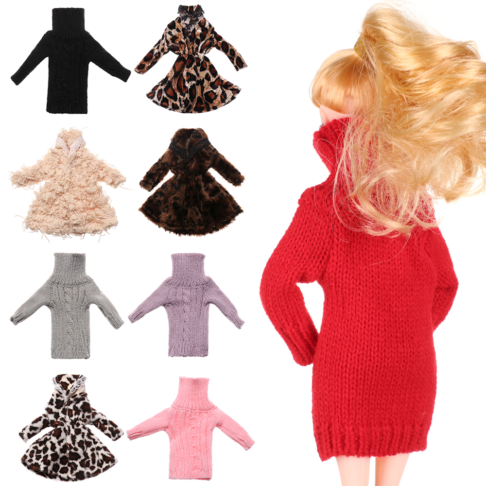 TEENIE WEENIE SPORTS Handmade Doll Coats Toy Girl Gifts 1/6 Doll Wear Fashionable Leopard Coat Doll Clothes Reverse Collar Sweater