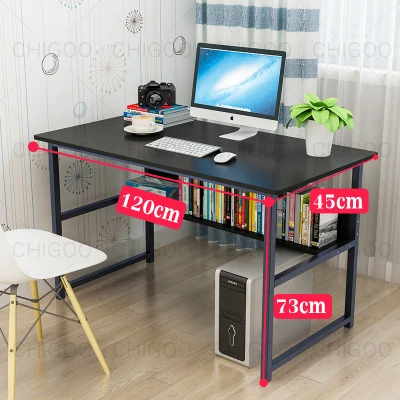 Chigoo 120cm โต๊ะ โต๊ะทำงาน 2 ชั้น โต๊ะคอมพิวเตอร์ กันสนิม โต๊ะทํางาน Computer Desk โต๊ะทำงานไม้ โต๊ะคอม โต๊ะไม้ Home Office table study table กันสนิม มีกระดานแยกชั้น โต๊ะทํางาน มีกระดานแยกชั้น (1)