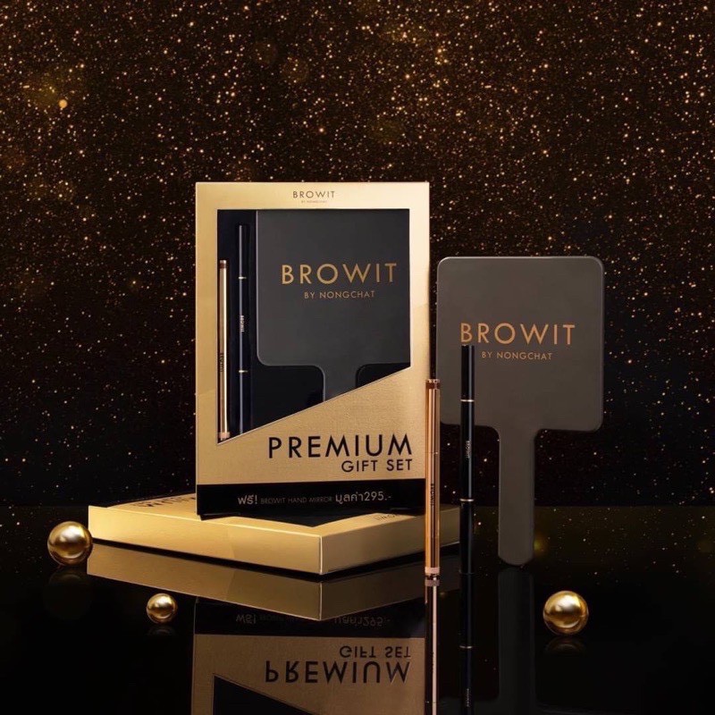 Browit บราวอิท ออล พรีเมี่ยม กิ๊ฟ เซท 3ชิ้น (อายไลน์เนอร์+ดินสอเขียนคิ้ว+กระจก)