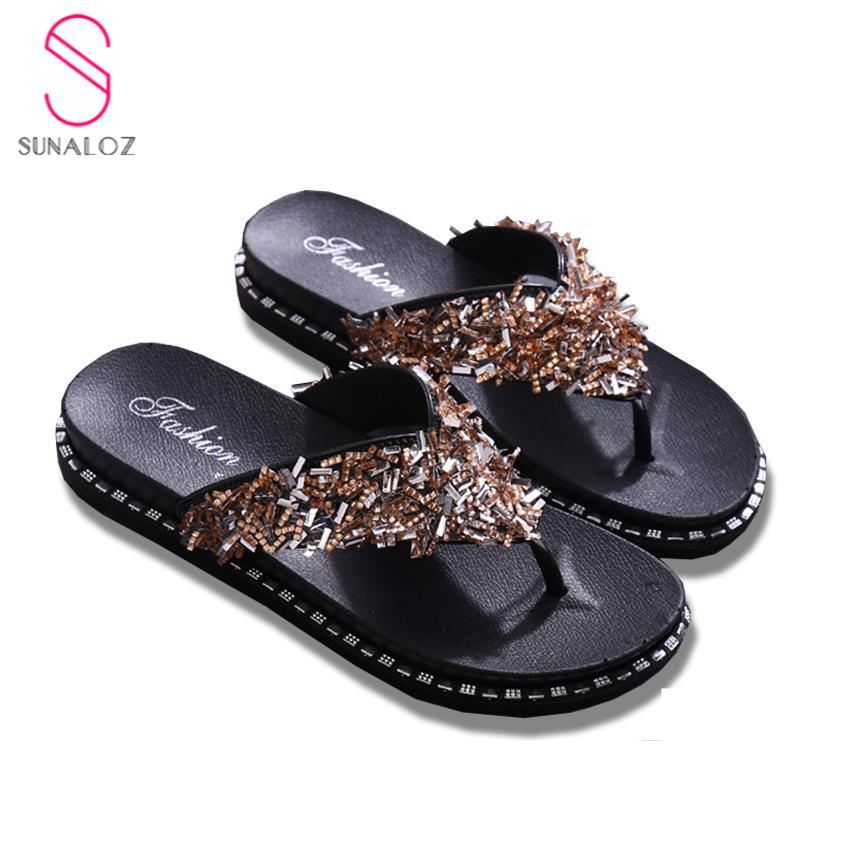 SUNALOZ - รองเท้าแตะแฟชั่น รองเท้าคีบแฟชั่น รองเท้ากลิตเตอร์ รุ่นHY-G01 ส้นแบน