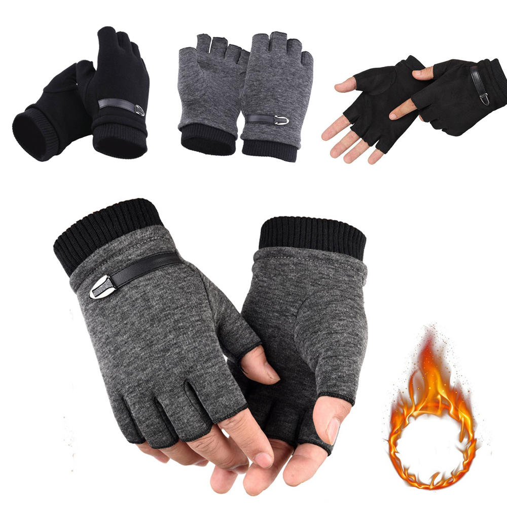 LJ5FD14O Womens Car Driving Soft Keep Warming Mittens Half Finger Winter Gloves Warm Gloves