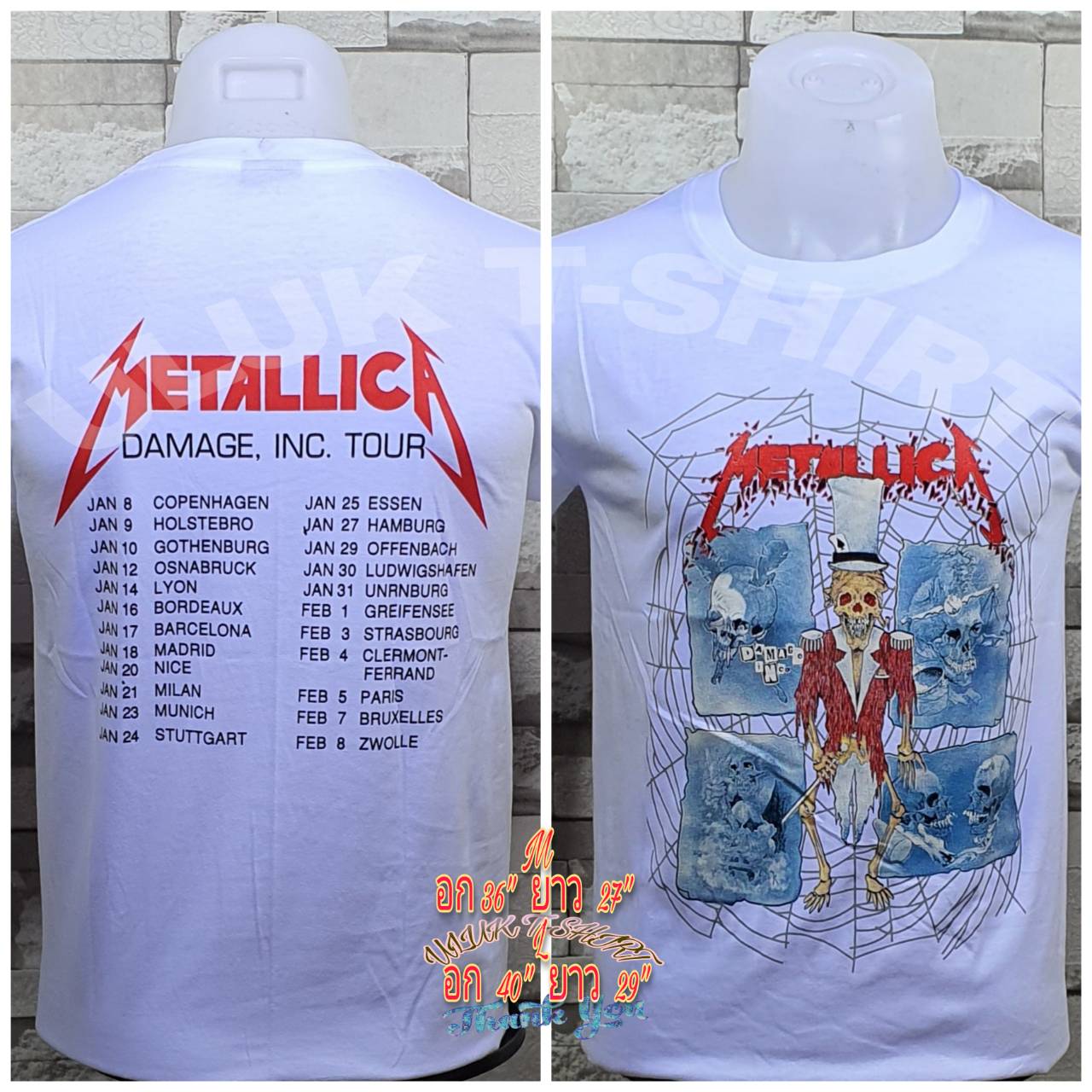 เสื้อคอกลม วงดนตรี Metallica เมทัลลิก้า วงร๊อค วินเทจ