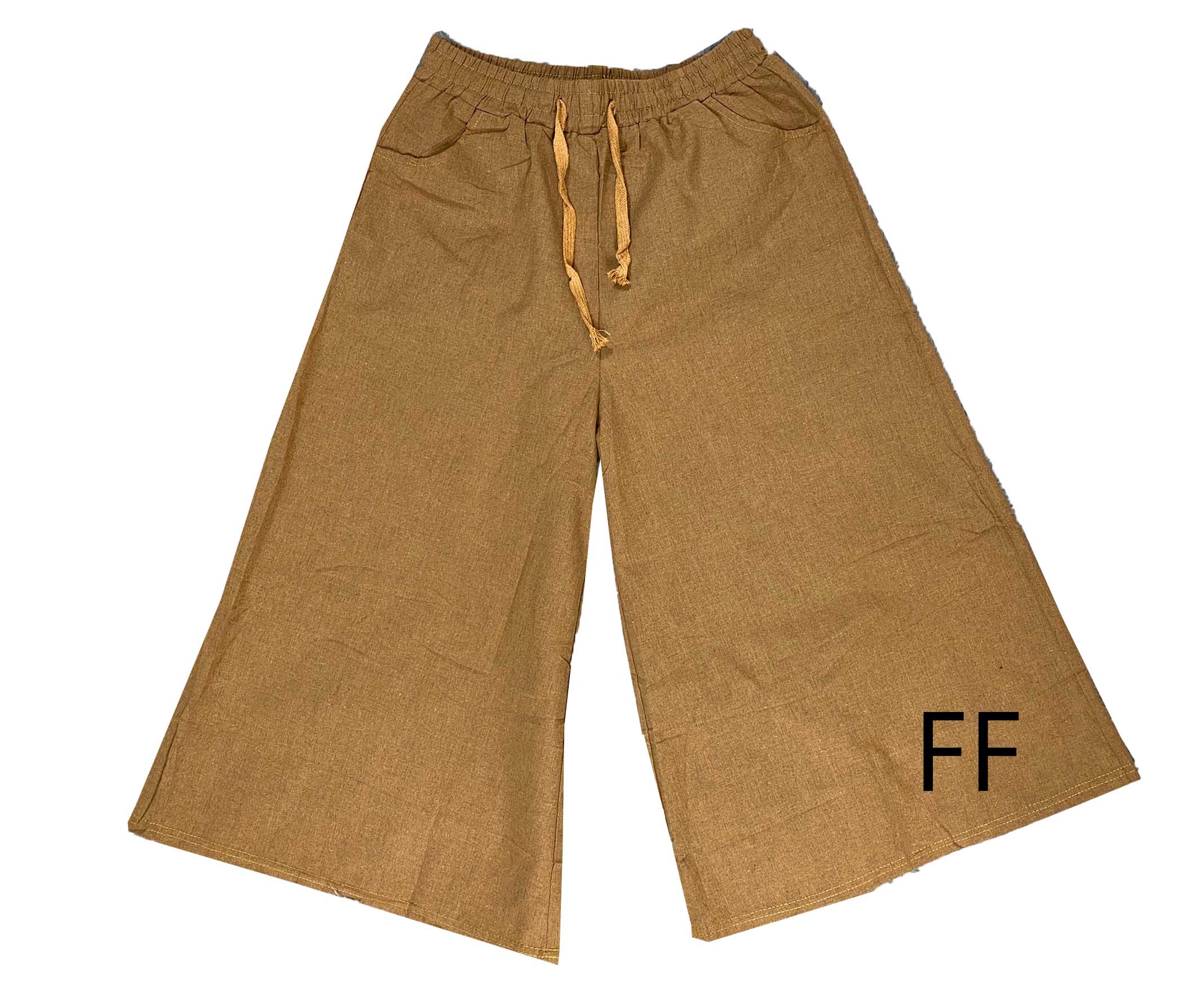 กางเกงขากว้างสีพื้น8ส่วนเชือกรูดเนื้อดีใส่สบายชำระปลายทางได้ส่งจากไทย