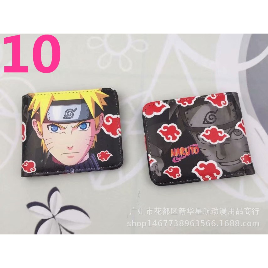 YICO 13 Styles Naruto Short Two-Fold PU Leather Wallent กระเป๋าสตางค์หนัง PU ลายการ์ตูน