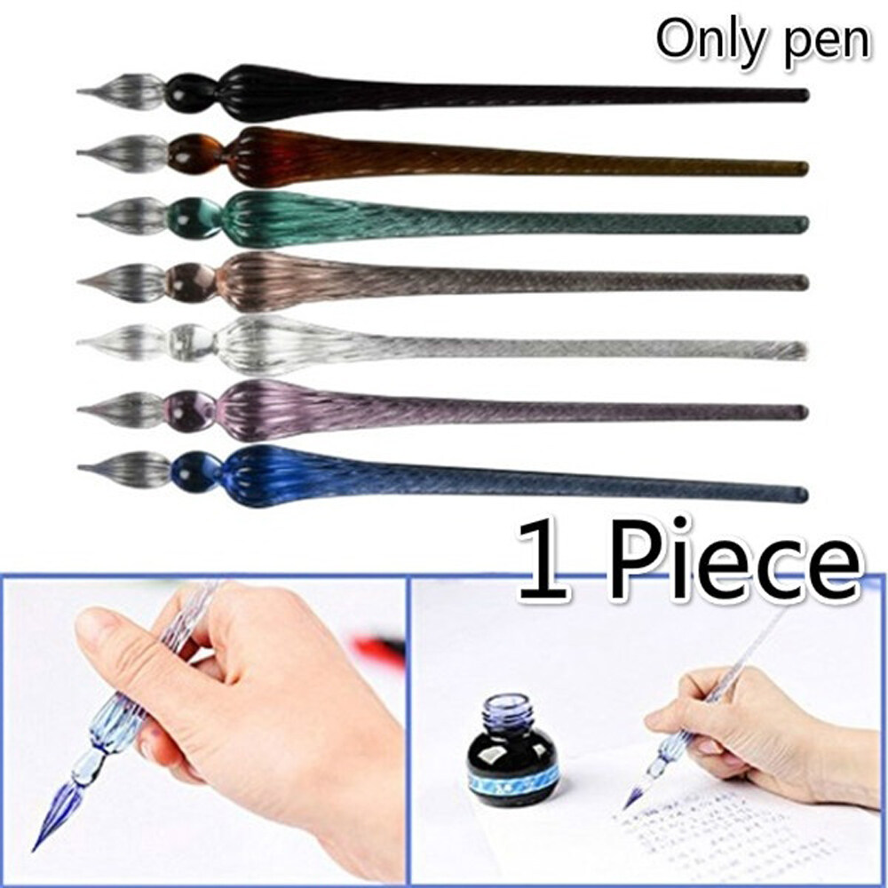 CUANFENGS28 1PC Vintage Calligraphy Signature Dipping Fountain Pen Glass Dip Pen Painting Supplies Filling Ink