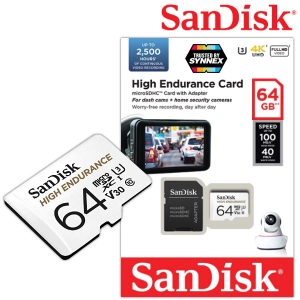 สินค้า SanDisk High Endurance 64GB microSD Card (SDSQQNR_064G_GN6IA) เมมโมรี่ การ์ด แซนดิส กล้องติดรถยนต์ กล้องหน้ารถ กล้องรถ และ กล้องวงจร กล้องวงจรปิด ไมโครเอสดี Memory