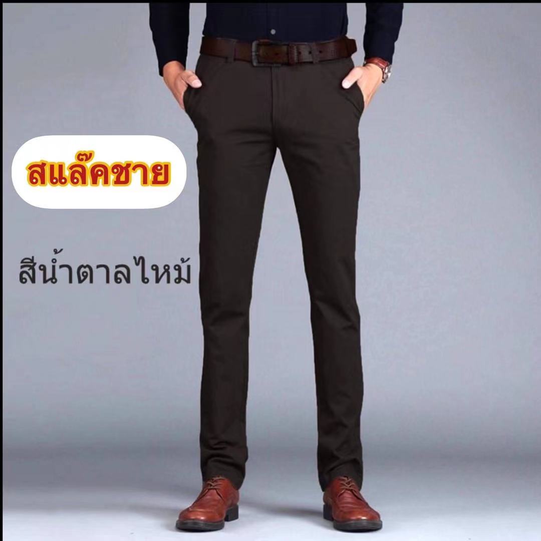 PpOo Shopกางเกงสแล็คผ้ายืดทรงกระบอกเล็ก