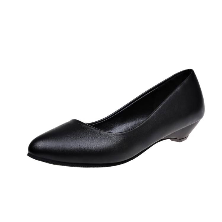 H80 รองเท้าคัชชูผู้หญิง หนังดำ หัวมน (ถูกระเบียบ) มี 4 ส้นให้เลือก มี 1 สี