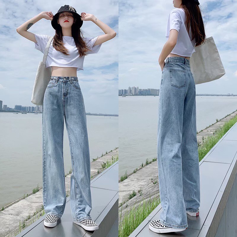 Sowa❣️ ยีนส์ทรงกระบอก?สไตส์เกาหลี ด้านข้างปรับกระดุมได้ ทรงสวย สุดฮิตวัยรุ่นมากๆ มีสองสี / Girls jeans / 2099