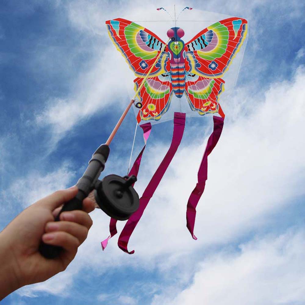 OPHOKJK สนุกบิน Gadget สวนของเล่นแบบโต้ตอบบินง่าย Bee ปลาผีเสื้อยาว Tail Kite Flying Bird Kite กลางแจ้งกีฬาว่าว Kids Toys