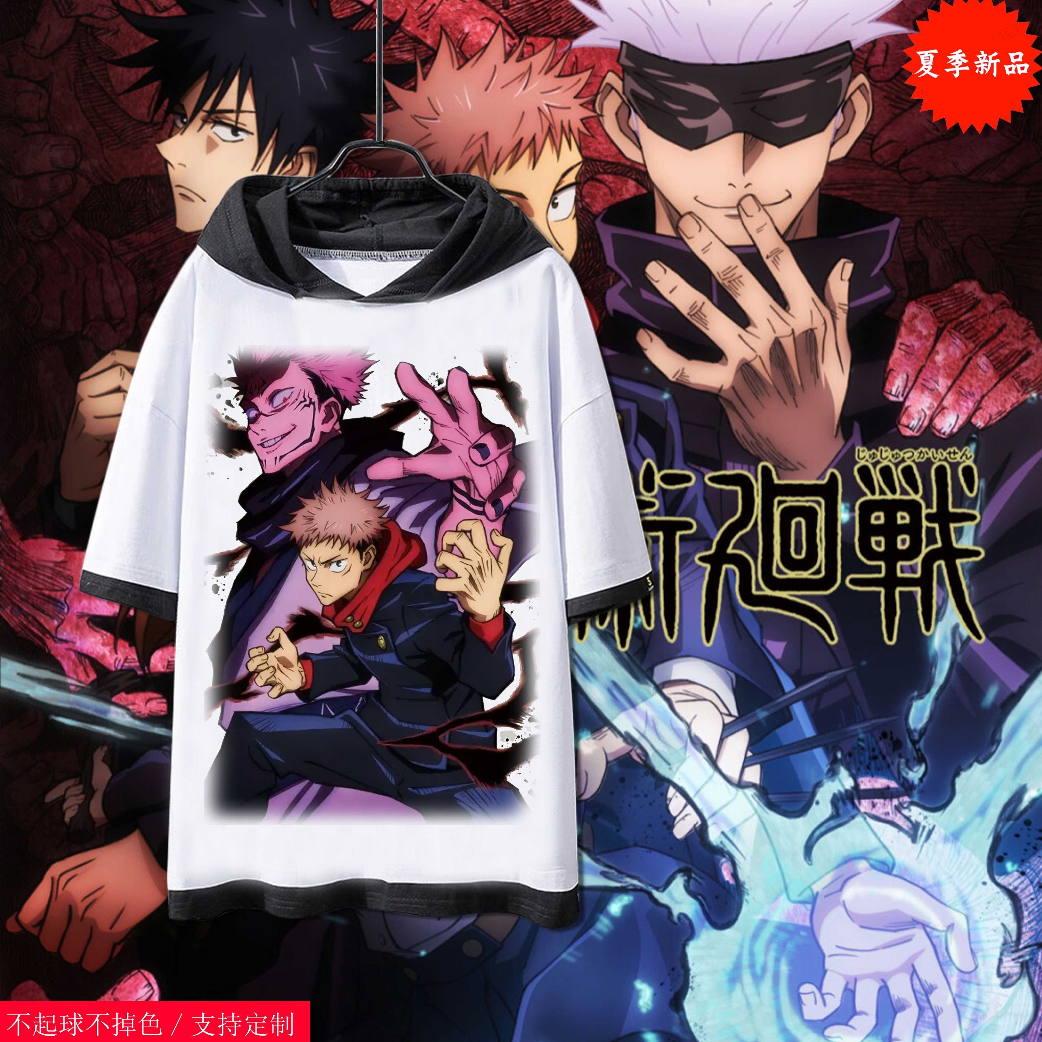 Jujutsu Kaisen ชุดคอสเพลย์ เสื้อยืดผู้ชาย ชุดมหาเวทย์ผนึกมาร Itadori Yuji Gojo Satoru Cosplay Costume Anime Shirt เสื้อผ้าแฟชั่น เสื้อยืดผูหญิง