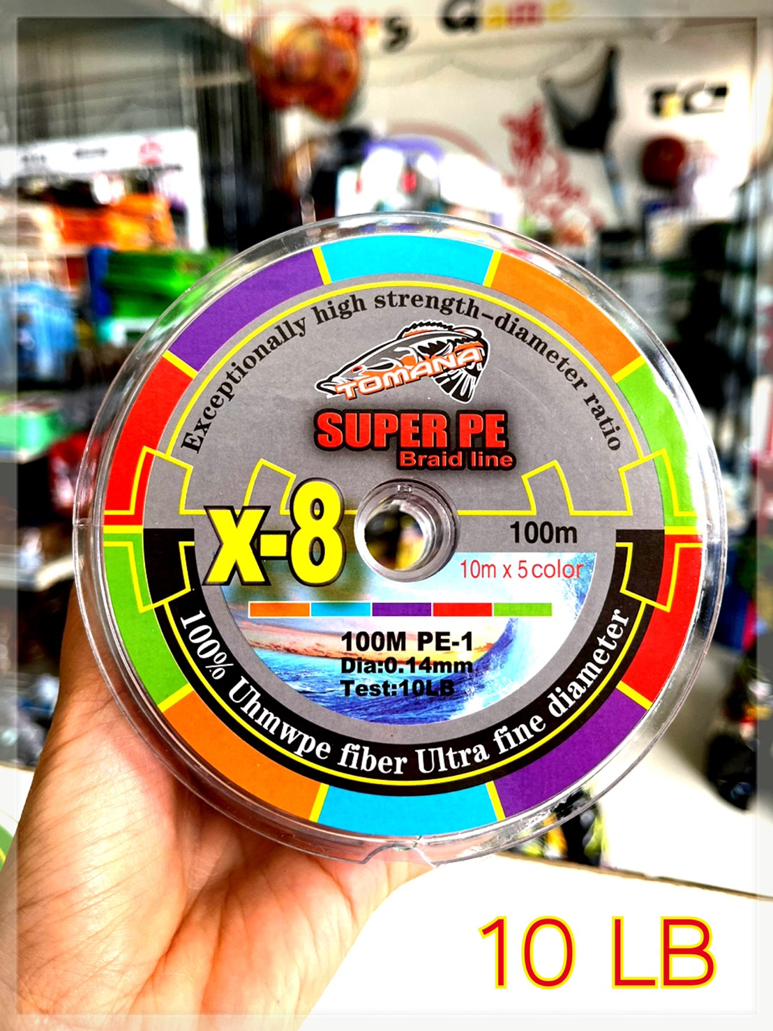 สาย PE TOMANA SUPER PE X-8 ของแท้จากบริษัท 100% ยาว 100M สีมัลติคัลเลอร์  มีหลายขนาดให้เลือก (สินค้าขายดี)