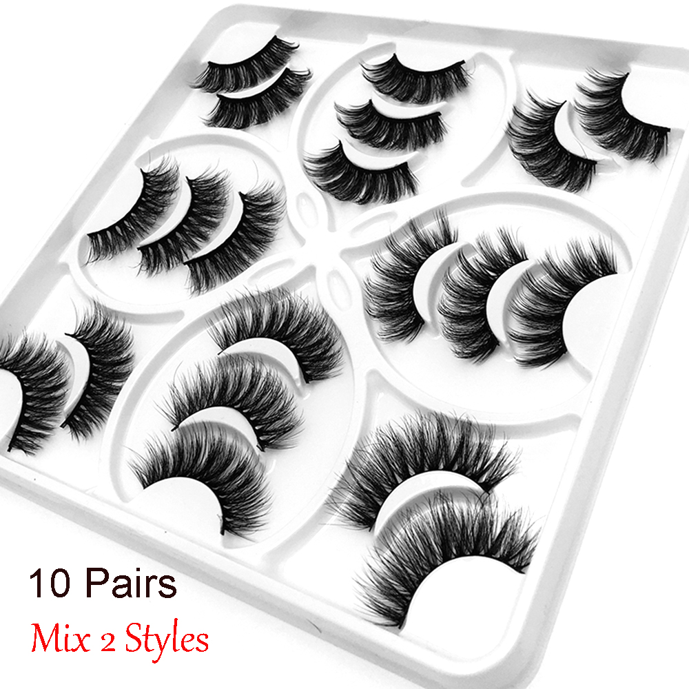 PING3693 SKONHED 10 Pairs Beauty Reusable Cruelty-free Mixed Styles False Eyelashes Extension Thick Long Wispies 6D Faux Mink Eyelashes
