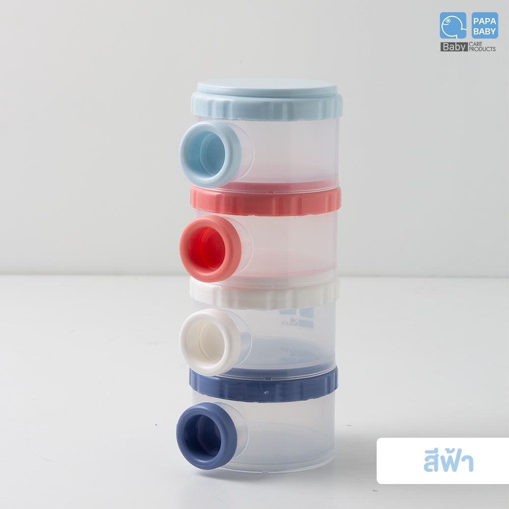 PAPA BABY กระปุกแบ่งนม 4 ชั้น BPA FREE ที่แบ่งนมผง ที่ตวงนมผง รุ่น CEQ-110 มีที่เปิดข้างสะดวกสบาย เทง่าย