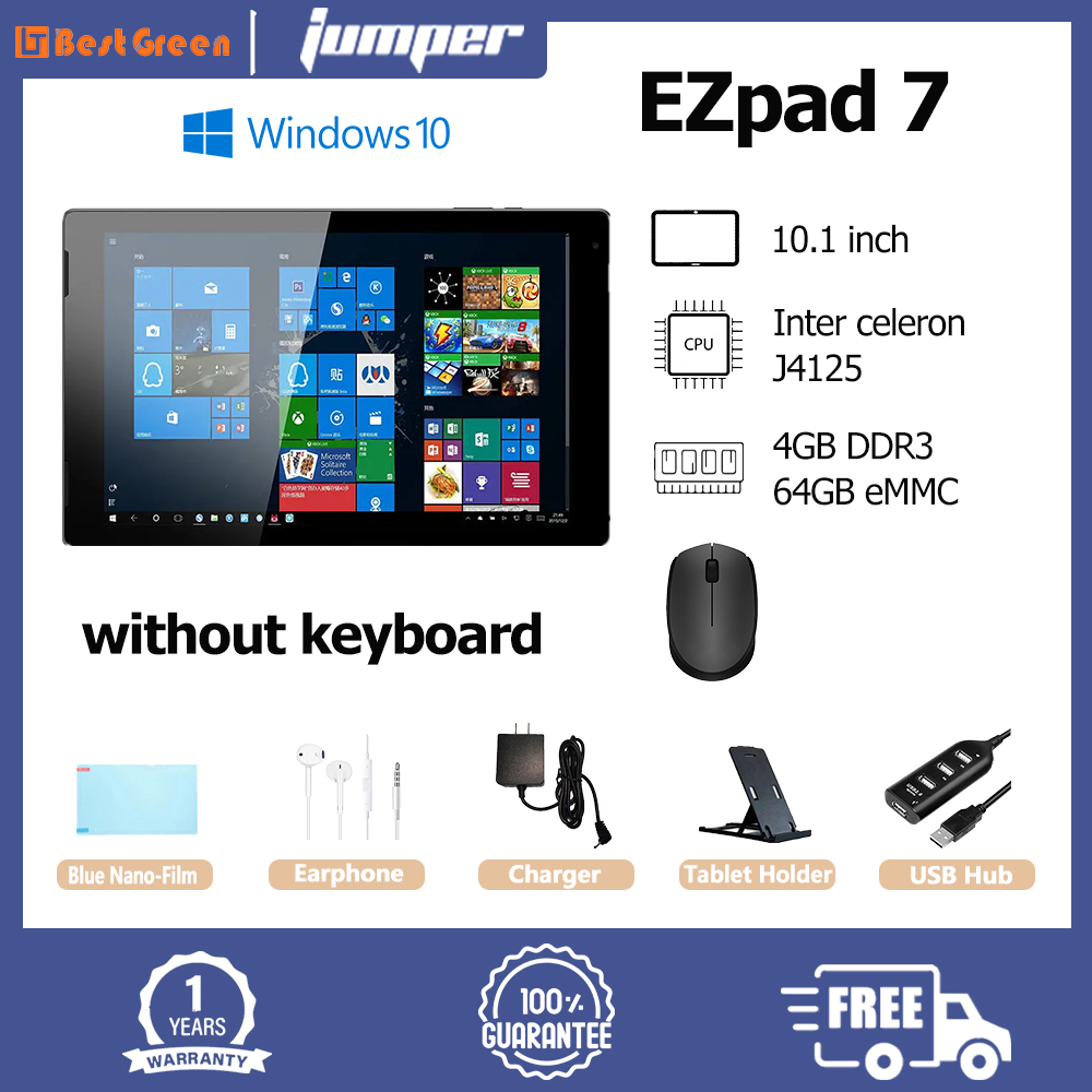 【 สินค้าขายดี 】Jumper EZpad 7 แท็บเล็ต 2-in-1 10.1 นิ้ว FHD 1920x1200 IPS Intel Cherry Trail X5-Z8350 Quad Core 4GB DDR3 64GB eMMC Win10 OS แท็บเล็ตพีซี รับรอง TF card/WIFI/Bluetooth 4.0 /HDMI Windows แท็บเล็ต