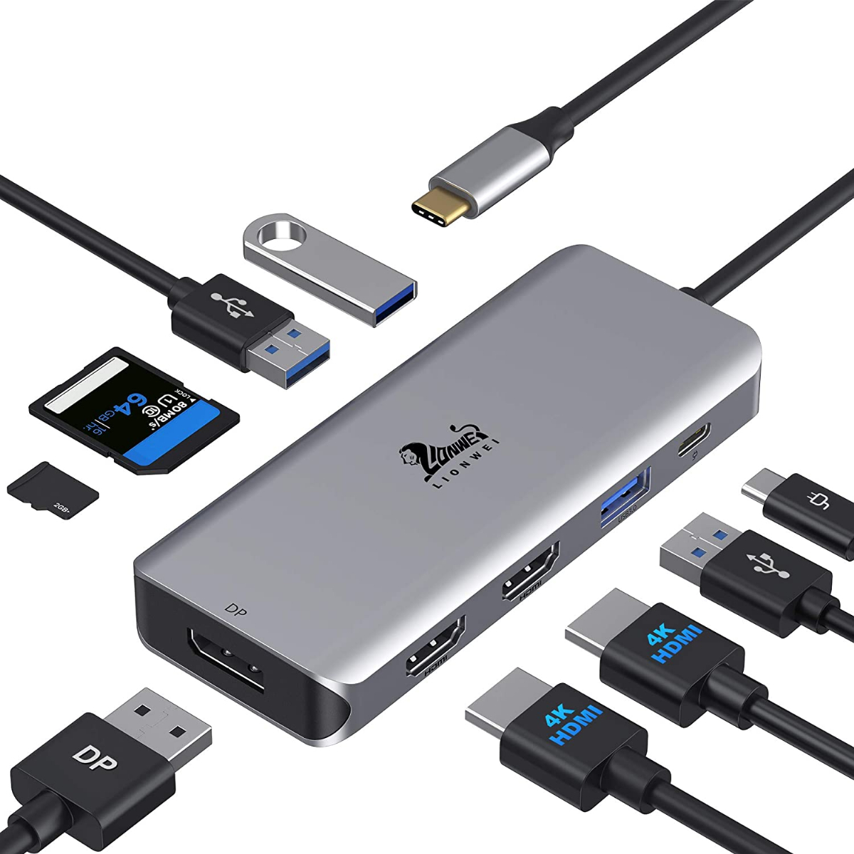 RayCue Adaptador USB C para MacBook Pro/Air, adaptador para MacBook HDMI,  MacBook Air M1 USB multipuerto USB C Hub con 4K HDMI, Thunderbolt 3/4, para
