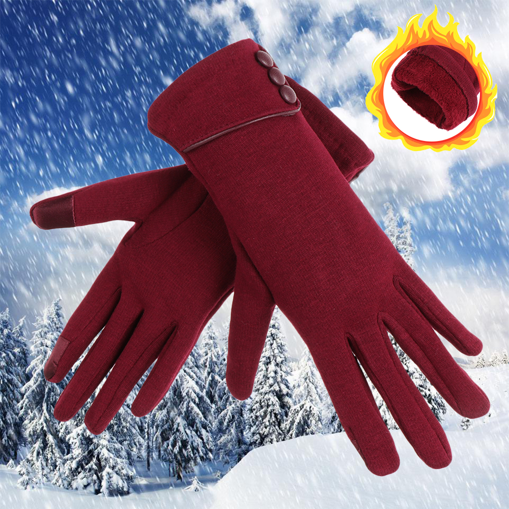 N33GVC3Q New Fashion Graceful Thicken Windproof Skiing Gloves Plus Velvet Driving Mittens Touch Screen Gloves