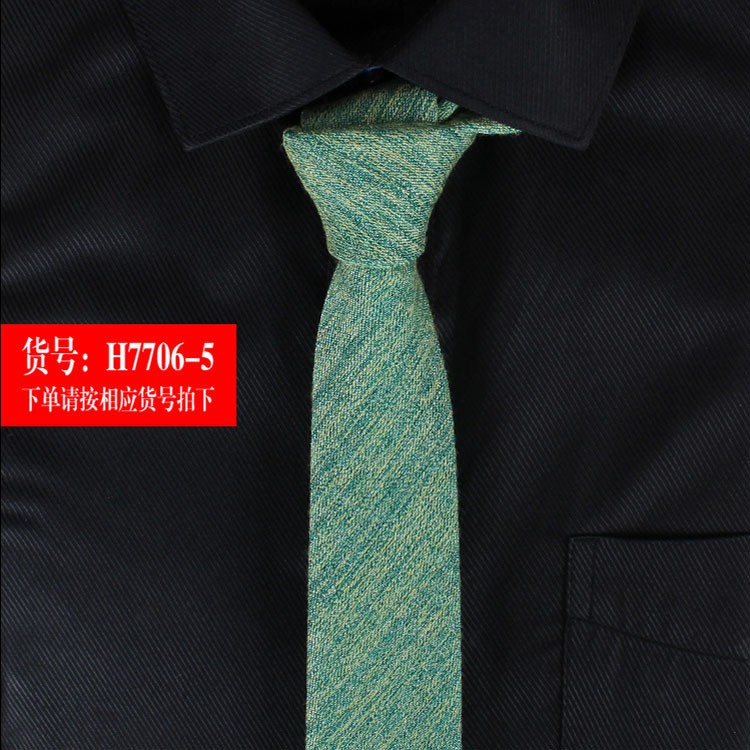 Mens Tie Narrow Version of Cotton and Linen Necktie Male 6cm Formal Wear Business Casual Professional Work Check Father
