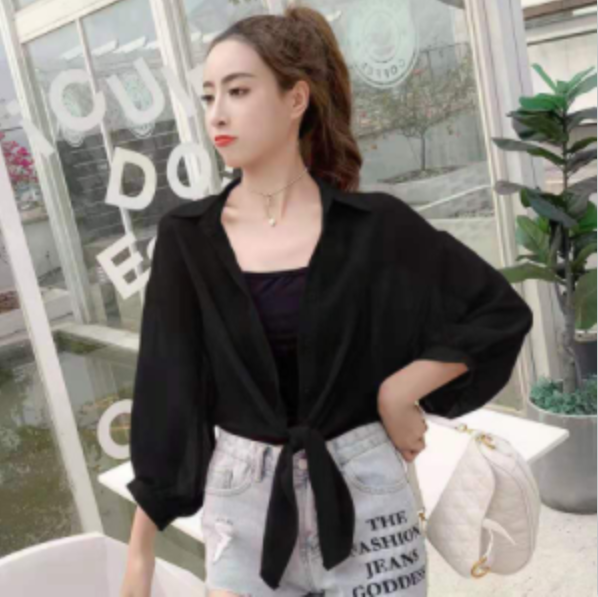 ครีมกันแดด 1417 เสื้อคลุมคาร์ดิแกน ผ้าชีฟอง ป้องกันแสงแดด สไตล์เกาหลี สำหรับผู้หญิง เสื้อคลุม บาง