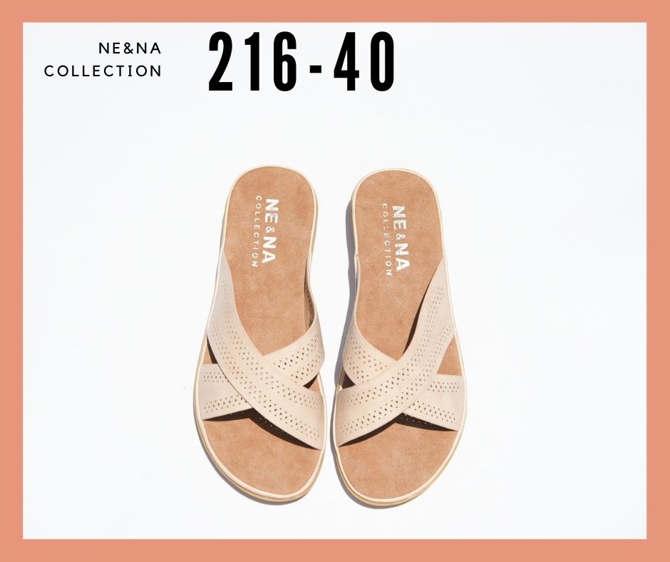 รองเท้าเเฟชั่นผู้หญิงเเบบเเตะสวมส้นเตี้ย No. 216-40 NE&NA Collection Shoes